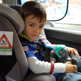 Lewis in his special needs car seat